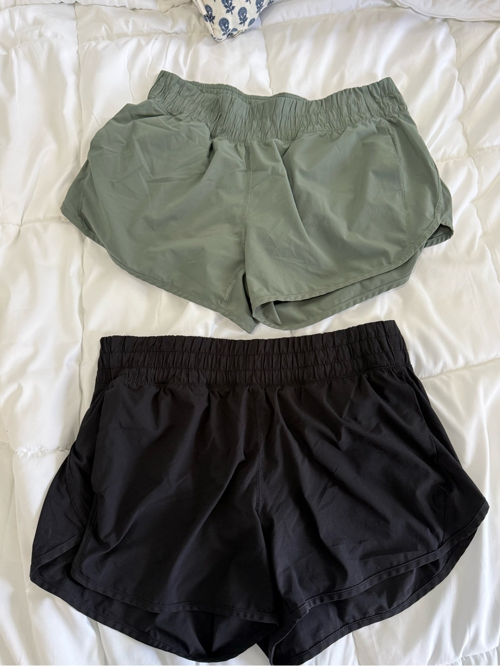 Women’s Elastic Waist Running Shorts - Black and Sage